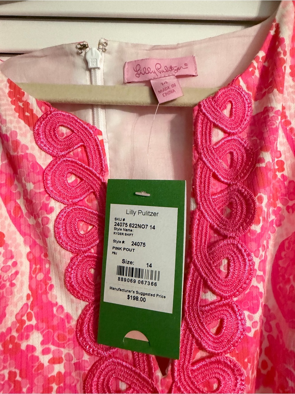 Lilly Pulitzer Pink Embroidered Shift Dress